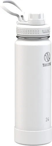 Vista 2 de Takeya Actives Botella de agua aislada de acero inoxidable con tapa de boquilla, 24 onzas, Arctic & Actives botella de agua de acero inoxidable