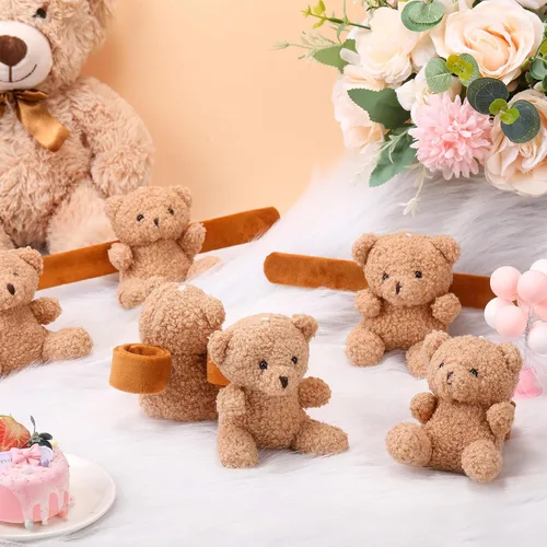 Vista 3 de Ceenna - 16 pulseras de animales de peluche para niños, color marrón