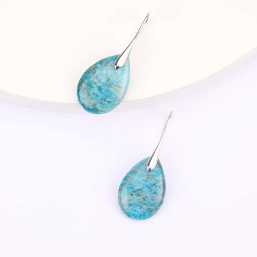 Vista 3 de Lettarius Aretes colgantes de piedra natural con piedra natal curativa