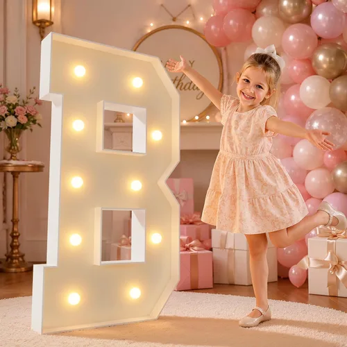 Vista 56 de imprsv Letras iluminadas grandes de 3 pies, letras iluminadas de marquesina para fiesta de cumpleaños (3 pies, letra y )