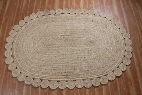 Vista 7 de Cape Cod - Alfombra trenzada de fibra de yute natural, alfombras indias kilim – Tapete pequeño de 3 x 2 pies tejido a mano de tejido plano para uso