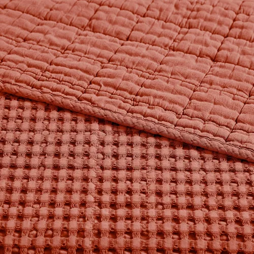 Vista 4 de Levtex Home - Colección Mills Waffle - Manta - Waffle de algodón Adobe - Tamaño de la manta 50 x 60 pulgadas.
