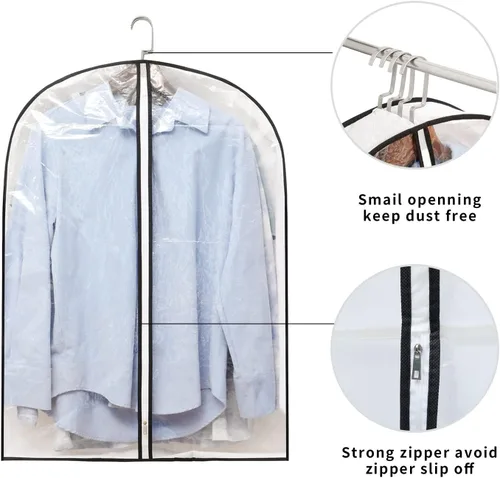 Vista 4 de Mskitchen Almacenamiento de ropa colgante con fundas reforzadas de 4 pulgadas (juego de 6) – Traje transparente, suéter, camisa, protectores