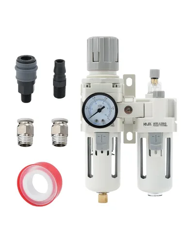 Vista 12 de Regulador de filtro de aire comprimido PT de 1/2 pulgada Lubricador Combo Separador de trampa de agua/aceite Regulador de presión Filtro de aire