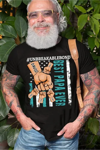 Vista 3 de NAZENTI Camisa personalizada para papá y papá, camisa personalizada con nombre para abuelo y nietos, cumpleaños, Navidad, día del padre, regalo