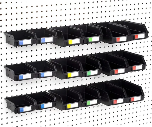 Vista 16 de Papeleras de Pegboard – tamaños 3.5", 5", o 7