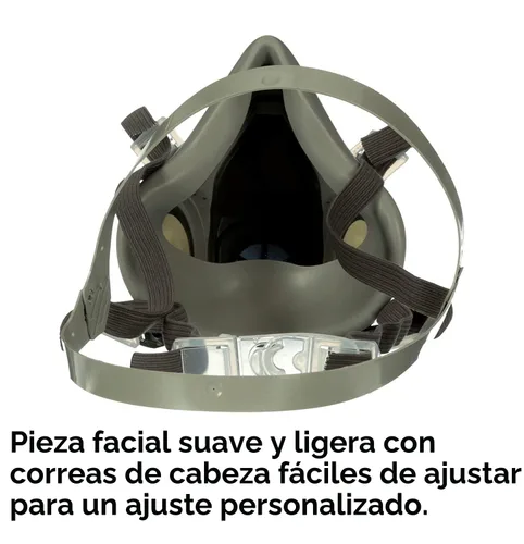 Vista 2 de 3M Respirador reutilizable de media cara 6200, NIOSH, arnés de cuatro puntos, ajuste cómodo, compatible con aire suministrado de doble línea
