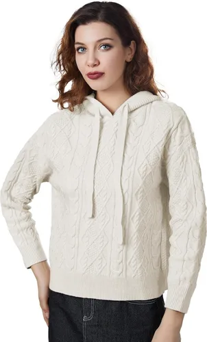 Vista 2 de SDEER - Sudadera con capucha para mujer, de punto acanalado, manga larga, con cordón