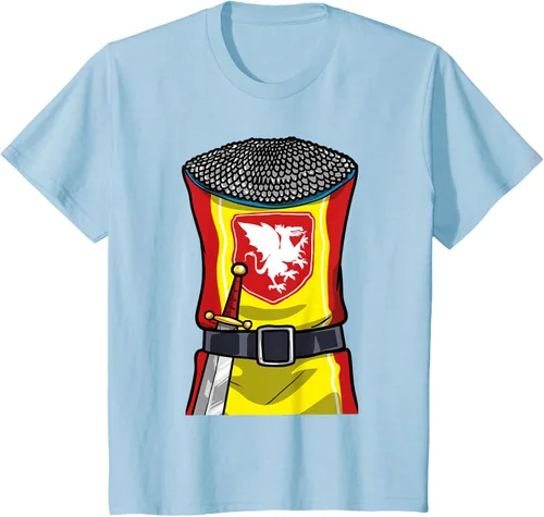 Vista 11 de Disfraz medieval de caballero de Halloween, camiseta para niños con espada de armadura, Negro, S