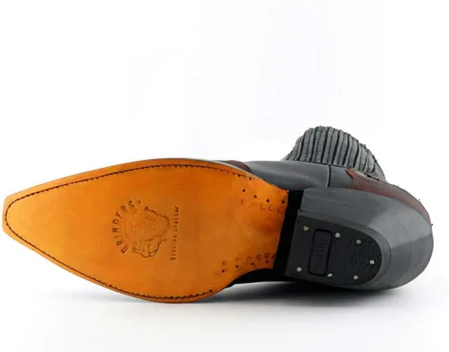 Vista 7 de Grinders Arizona Lo Negro y Borgoña Unisex Cuero Biker Tacón Cubano Botas Vaqueras
