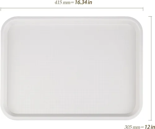Vista 2 de Bandeja de plástico, paquete de 10 bandejas reutilizables de 16 x 12 pulgadas, superficie texturizada, bandejas apilables para servir alimentos