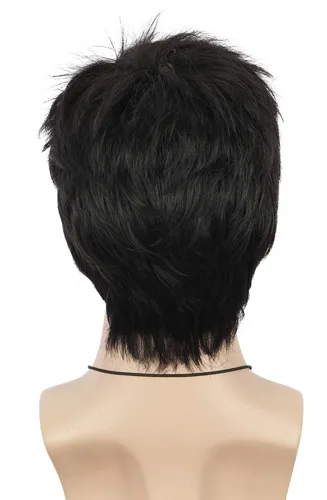 Vista 6 de VGbeaty Peluca negra recta corta para hombre negro (Straight Black)