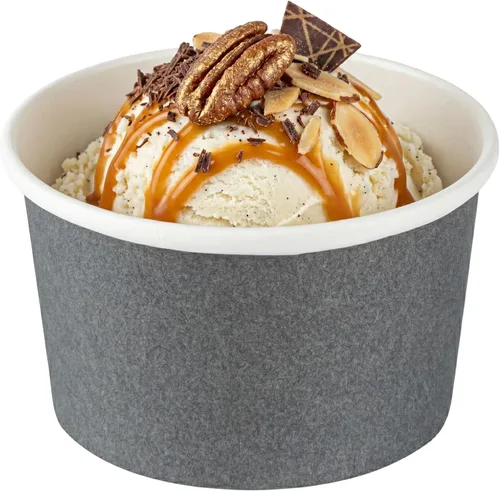 Vista 6 de Coppetta - Vasos de postre de 5 onzas, 200 tazas desechables para helado, tapas se venden por separado, cuencos de yogur congelado de papel gris