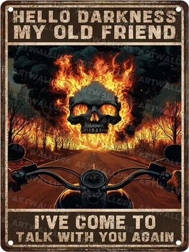 Vista 19 de ARTWALLURE Letrero de metal vintage de motocicletas con texto en inglés «Girl Biker No One is Perfect Except Woman Rides» para cafetería, bar