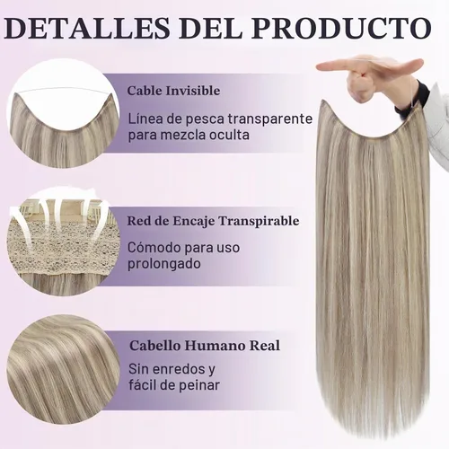 Vista 2 de Full Shine - Extensiones invisibles de cabello con alambre de 12 pulgadas