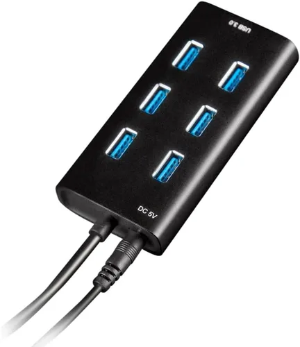 Vista 3 de Rebuff Reality Hub USB 3.0, concentrador USB de datos de 7 puertos con un puerto de carga inteligente, cable de extensión USB de 31.5 pulgadas