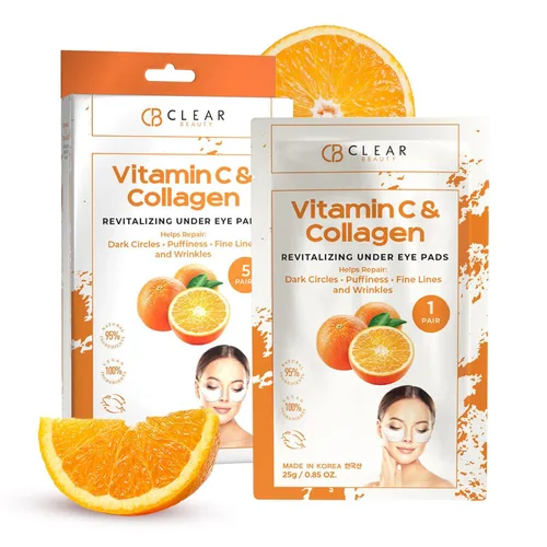 Vista 8 de Clear Beauty, Parches para debajo de los ojos de oro de 24 quilates y colágeno para ojeras y ojos hinchados, reafirmantes e hidratantes
