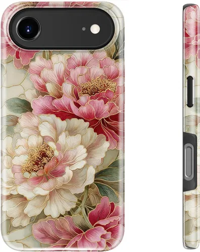 Vista 19 de bemal Funda para iPhone 12 Mini, estética, vintage, floreciente, peonía, concha, femenina, compatible con MagSafe, moderna, única, moderna, moderna