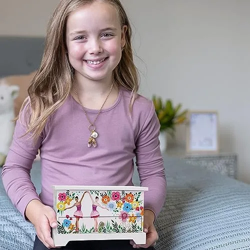 Vista 8 de ABI + OLIE Joyero de bailarina para niñas Joyero para niñas Joyero musical para niñas de 4 a 12 años Cajas de música para niñas Perfecto recital