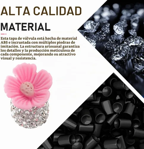 Vista 3 de 4 piezas de tapas de vástago de válvula brillantes, lindas válvulas de rueda de automóvil con flores de Sakura, atractivas cubiertas de aire