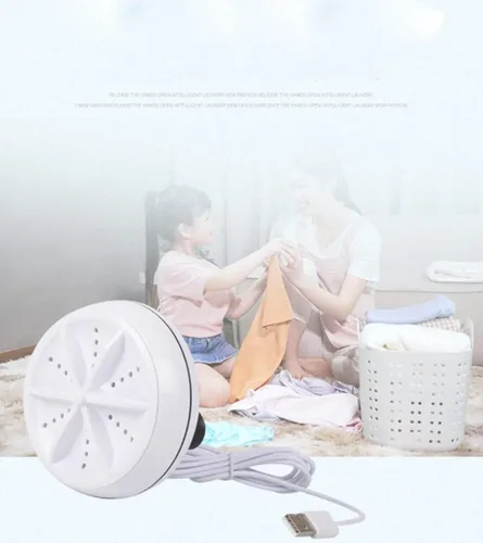 Vista 6 de Mini lavadora portátil, mini lavadora automática 3 en 1, lavadora turbo ultrasónica ligera con cable USB, para viajes, viajes de negocios familiares