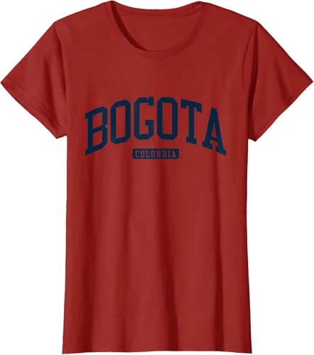 Vista 67 de Bogotá Colombia College University Style Camiseta azul marino, Blanco