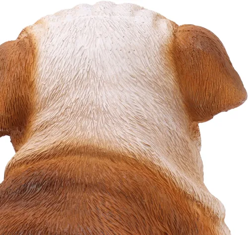 Vista 8 de Estatua de cachorro de bulldog inglés, decoración de escultura de bulldog resistente a la intemperie, encantadora para patio (bulldog sentado)