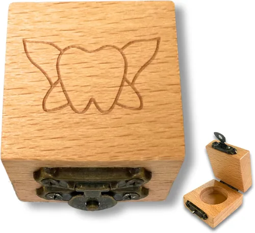 Vista 9 de Caja de hada de dientes y soporte para bolsa de dientes, caja de recuerdo de dientes con bolsa de hada de dientes I cierre magnético, juego de 1