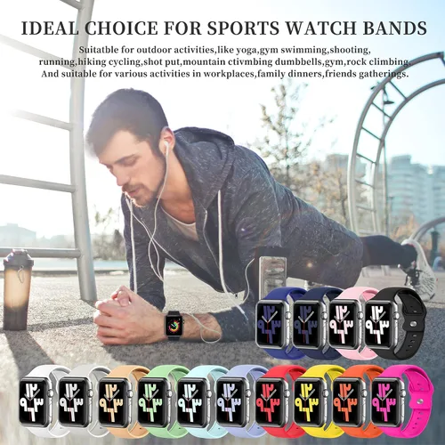 Vista 7 de Correas mejoradas compatibles con Apple Watch Band de 1.496 in, 1.575 in, 1.614 in, 1.654 in, 1.732 in, 1.772 in, para mujeres y hombres, correa