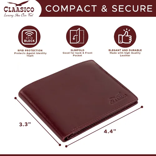 Vista 3 de Cartera para hombre Cartera delgada de piel auténtica con RFID Regalo para hombres empaquetado en elegante caja de regalo