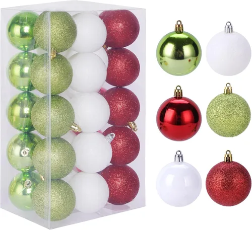 Vista 12 de 30 unidades de adornos de bola de Navidad, decoraciones de árbol irrompibles de 2.36", bola colgante perfecta para decoración de fiestas navideñas