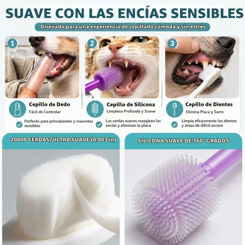 Vista 3 de Cepillo de dientes para perro, cepillos de dientes de 360 grados, cepillos de dientes de triple cabeza, cepillo de dientes de doble cabeza, cepillos
