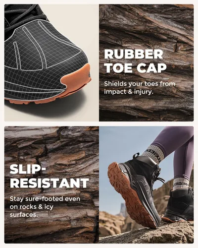 Vista 2 de NORTIV 8 Botas de senderismo impermeables para mujer, botas de senderismo al aire libre para senderismo