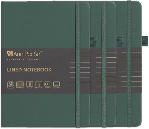 Vista 62 de ⩓ Per Se Cuaderno de Diario con Líneas (3 Paquetes), 160 Páginas Papel Grueso 100GSM, A5 Tapa Dura Cuadernos con Rayas Universitarias para Escribir