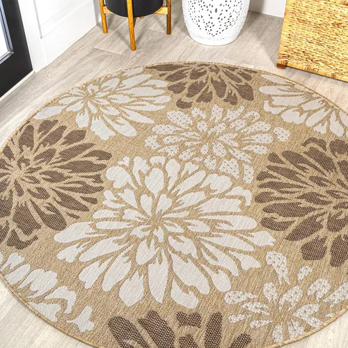 Vista 27 de JONATHAN Y Alfombra Corredor de Tejido Texturizado Floral para Interiores y Exteriores 2X8 Marrón/Crema, Zinnia Moderna para Patio Trasero, Patio