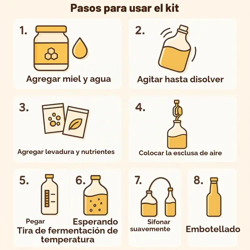 Vista 5 de Kit completo de fabricación de hidromiel para principiantes, fermentación Carboy de vidrio de 1 galón
