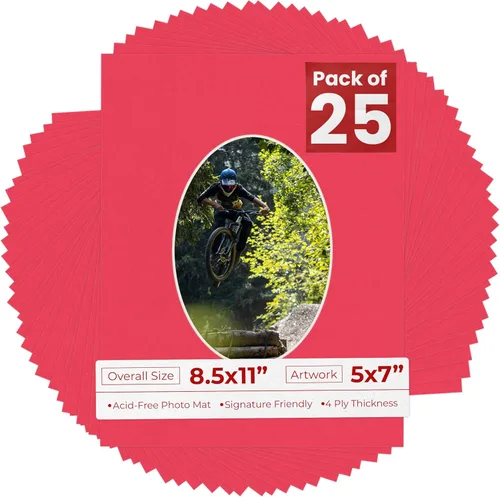 Vista 50 de Tapete de 8.5 x 11 pulgadas con corte biselado para fotos de 5 x 7 pulgadas – Apertura de tablero de fotos ovalada marrón roble envejecido