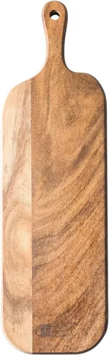 Vista 8 de Tabla de servir, tabla de cortar de madera de acacia con asa, tabla de quesos de madera, tabla de charcutería, tabla de madera para alimentos, pan