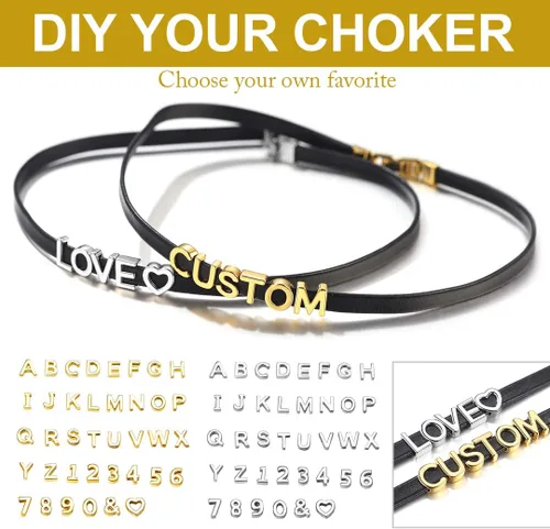 Vista 4 de ChainsHouse Collar de gargantilla personalizado para mujeres y niñas, dije de foto, puddin, circonita cúbica, cuello alto, personalizado, iniciales
