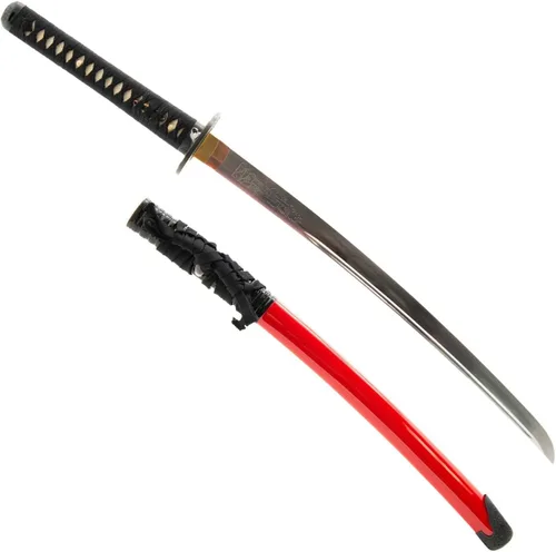 Vista 19 de Espada Wakizashi japonesa hecha a mano, práctica, forjada a mano, acero al carbono 1045/1060/1080, templado al calor, espiga completa, afilada