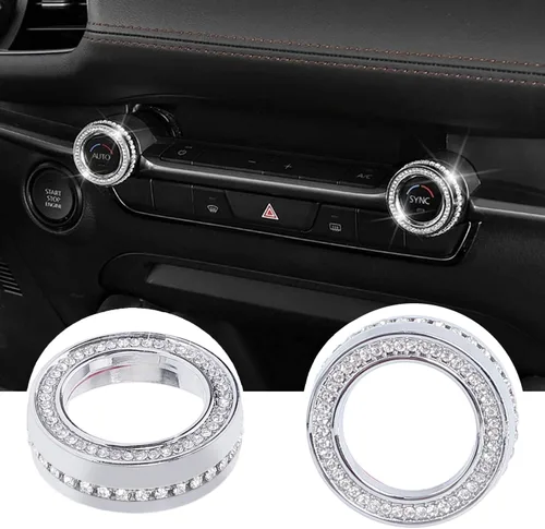 Vista 15 de Tapones para pomos de aire acondicionado, compatibles con Mazda 3 (2014-2018), cristal, decoración Air Conditioning Knobs Caps for Mazda