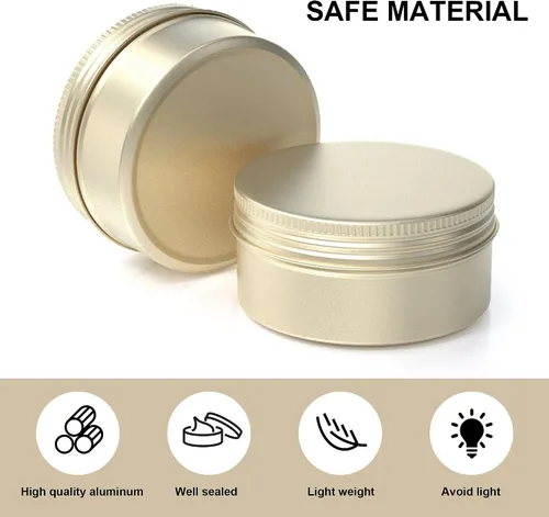 Vista 3 de 1st Choice Tarro de lata de aluminio recargable, 0.5 fl oz, tapa de rosca de aluminio, botella redonda para cosméticos, bálsamo labial, crema