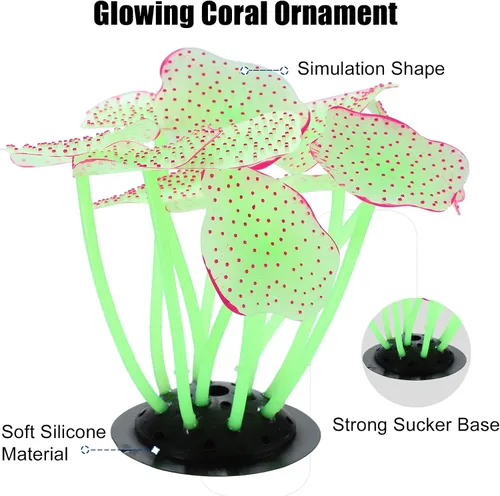 Vista 3 de VOCOSTE Coral de hongo de acuario de silicona suave, verde