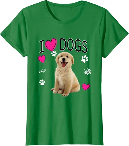 Vista 30 de Camiseta I Love Dogs - Camiseta Golden Labrador retriever, Azul Negro