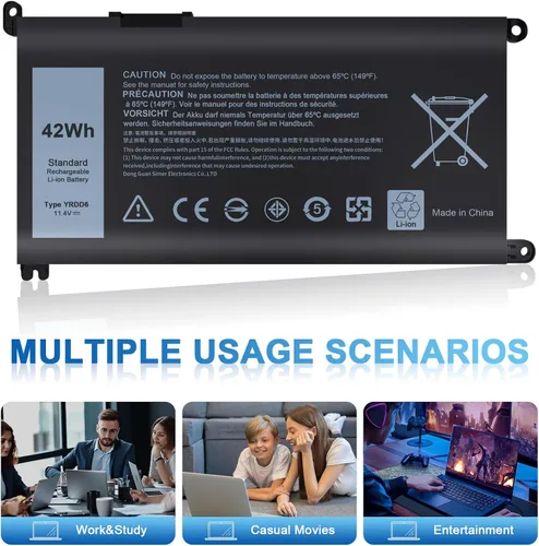 Vista 7 de IEFUU Batería YRDD6 compatible con Dell Inspiron 3493 3583 3584 3593 5485 5481 5482 5491 5493 5593 3582 5585 5590 5591 5594 5598 7586 3793 5480 3310