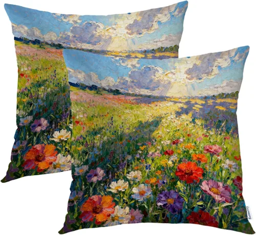 Vista 25 de Batmerry Fundas de almohada decorativas con estampado digital de hojas verdes y gatos negros con estampado digital para sofá, cama, cremallera