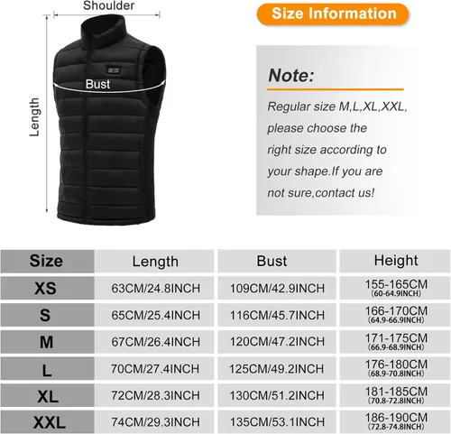 Vista 6 de Chaleco calefactable - Chaqueta térmica eléctrica para hombremujer, batería no incluida