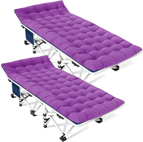 Vista 12 de Cuna de Camping con Colchón Cómodo Camas para Dormir Fácil de Montar Cama de Camping Resistente Cama Plegable Cama de Huésped con Bolsa de Transporte