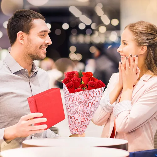 Vista 2 de CHRORINE 60 hojas de papel de seda de San Valentín, 6 diseños, papel de regalo para el día de San Valentín, decoración de manualidades de fiesta