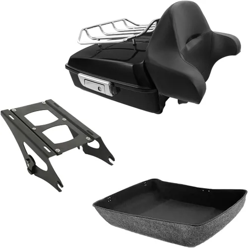 Vista 7 de TCMT Chopped Tour Pack maletero portaequipajes y respaldo para Harley Tour Pak Touring CVO Road King Road Glide Street Glide Electra Glide Ultra
